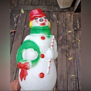 Cheerful Snowman Holiday Vintage Blow mold 1968 Empire Mold